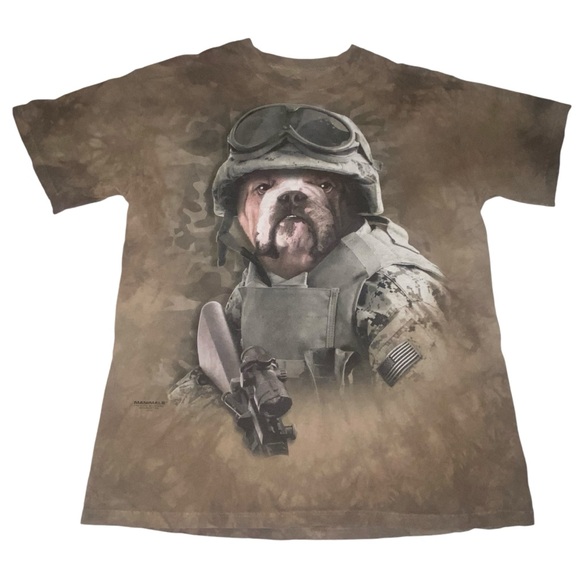 The Mountain Military Army Bull Dog Manaimals Graphic Teeshirt Tee - Picture 1 of 8
